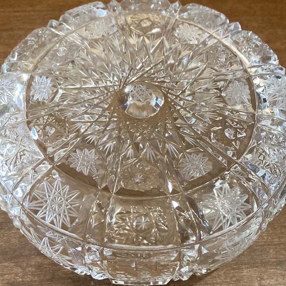 Valaska Bela Hand Cut Crystal Candy Dish Vintage Perfect Condition Starbursts - Picture 5 of 5